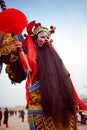 XiÃ¢â¬ËÃ¢â¬â¢an, China-Feb 13, a folk artist performing Shehuo,Shehuo is a nonmaterial cultural heritage to celebrate the New